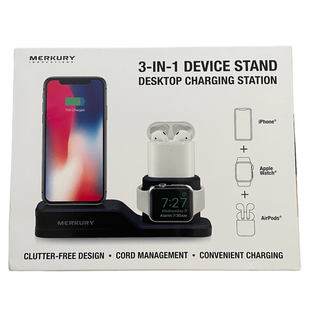 3-IN-1 Device Stand Desktop Charging Station iPhone, Apple Watch, AirPods NEW